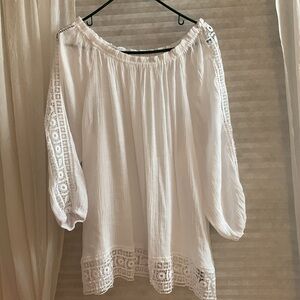 Zac & Rachel Cutout White Off Shoulder Blouse Women's Size 3x Flowy Light